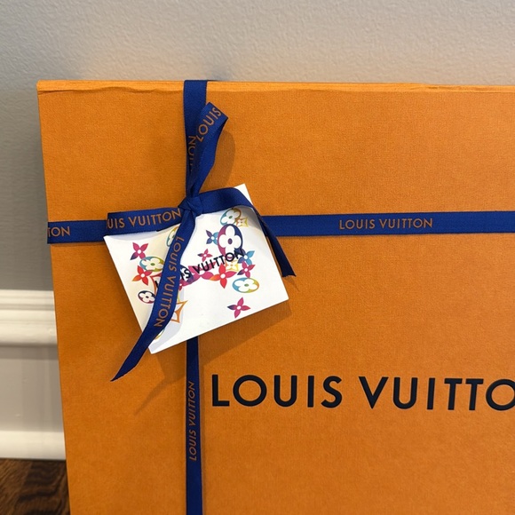 Louis Vuitton Gold Orange Blue Empty Shirt Gift Box Ribbon Gift Receipt Tag - Picture 2 of 13